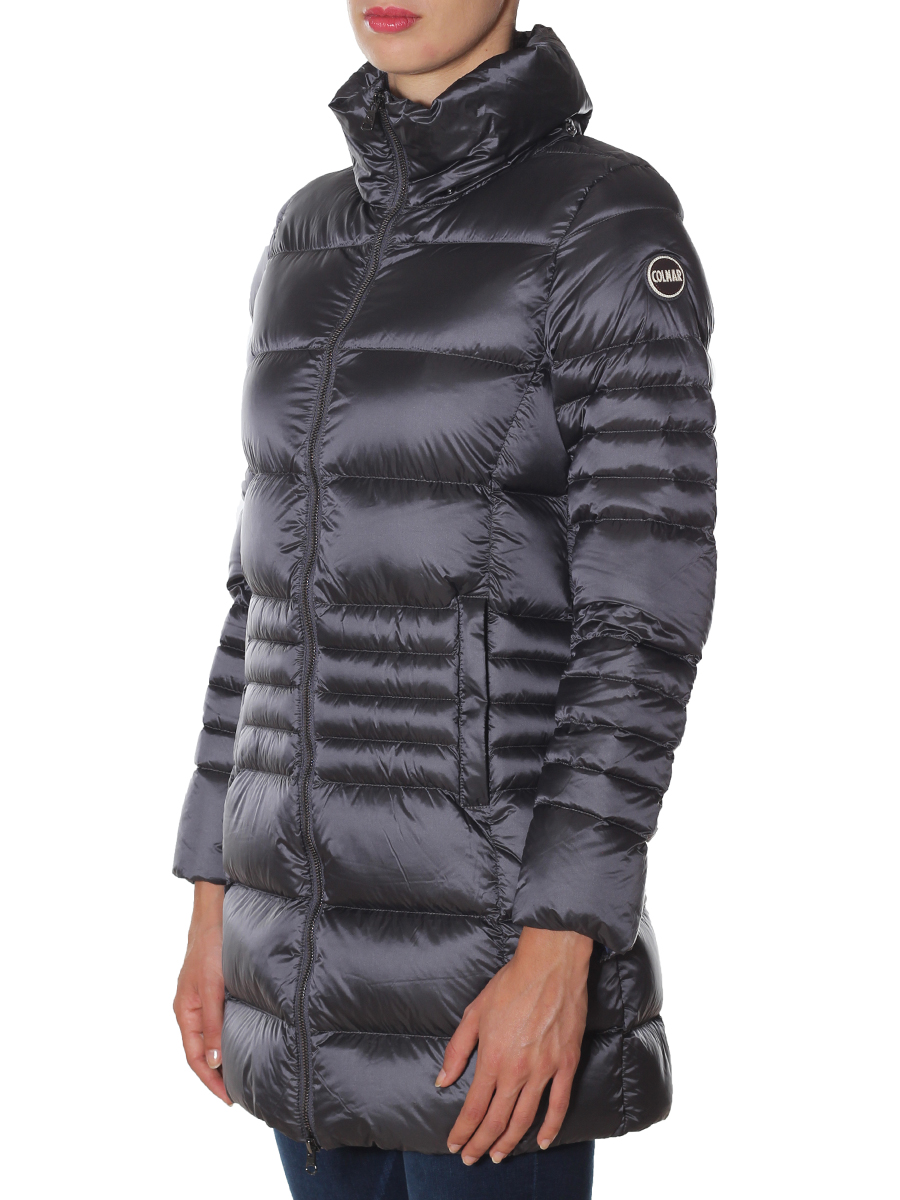 piumino donna lungo grigio