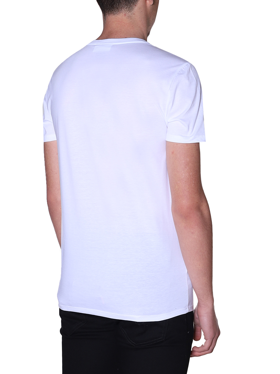 t-shirt lacoste scollo v blanc bianco